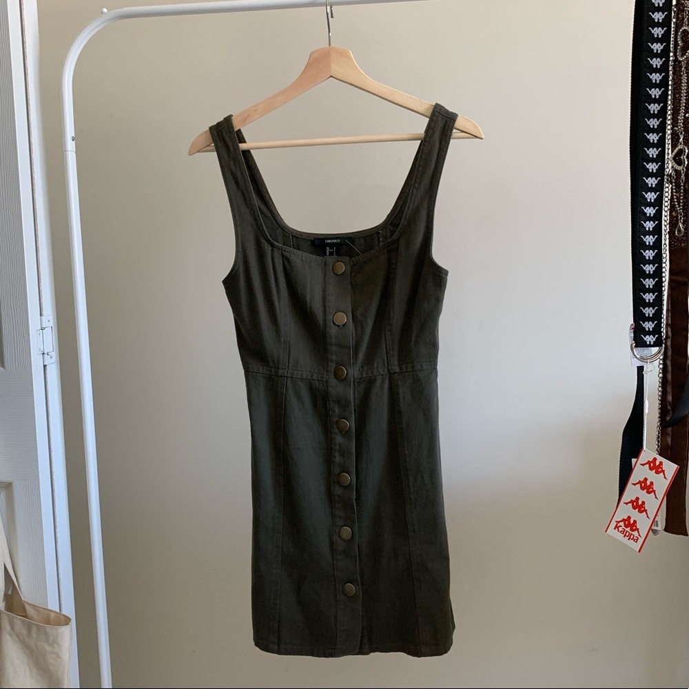 Button Front Overall Dress